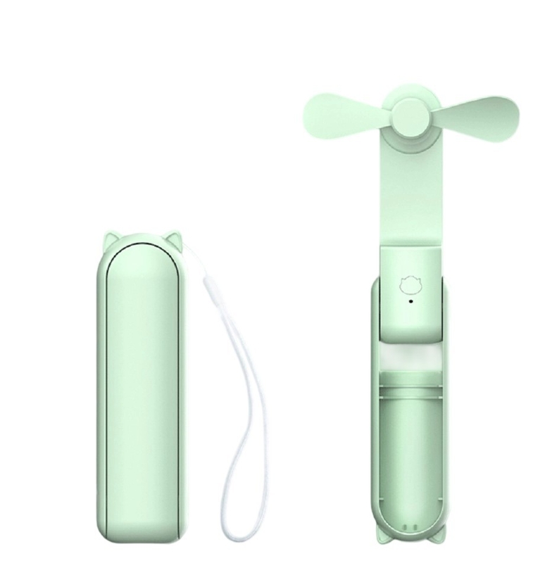 Groene ABS-ventilator met elektronische componenten 1200mAh batterij 7-10 uur gebruiksduur 3-snelheden aanpassing 5W output 132g lichtgewicht