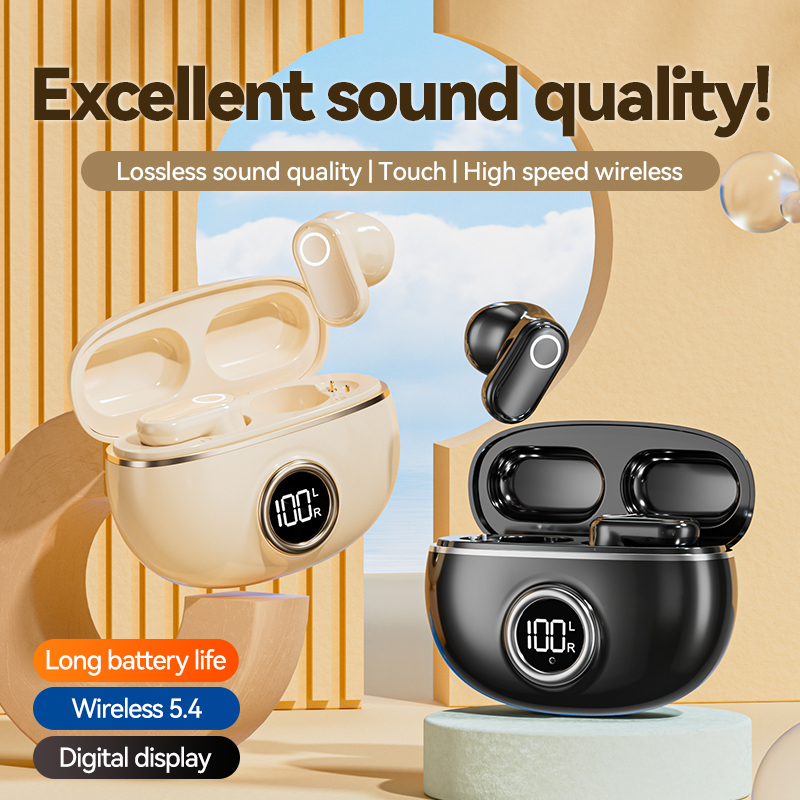 ETEK Plated Bluetooth 5.4 TWS oortelefoon met F10,25mAh oortelefooncel + 230mAh behuizing (beschermingsbord),2-3 uur oproeptijd.