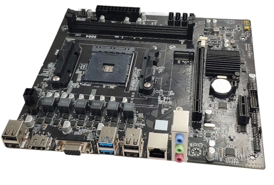 M-ATX AM4 Moederbord Voor Ryzen3/5 CPU's Dual DDR4 Slots 4*SATA3.0 Ports VGA+HDMI Display Outputs En 3*3.5mm Audio Jacks