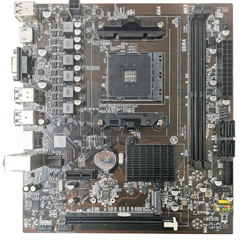 M-ATX AM4 Moederbord Voor Ryzen3/5 CPU's Dual DDR4 Slots 4*SATA3.0 Ports VGA+HDMI Display Outputs En 3*3.5mm Audio Jacks