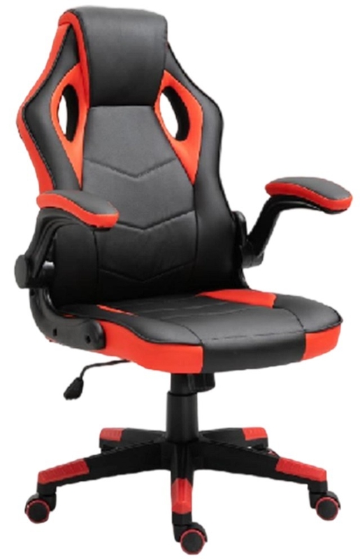 Ergonomische gaming bureau stoel 350mm Nylon basis met PU rolbakken 100mm gas lift en flip-up armleuningen met PU padding voor flexibele ondersteuning