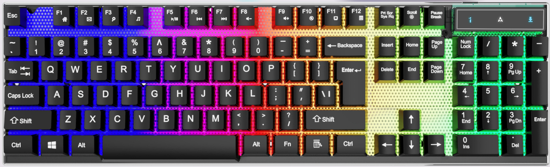 ETEK Wired RGB LED Gaming Keyboard,ABS materiaal, Regenboog achtergrondverlichting, Metalen optie, Silk Screen Sleutels,Zwart