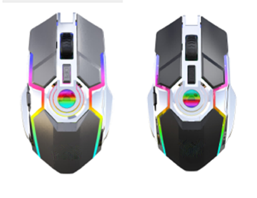 7-Knops RGB 2.4G Draadloze Tekenmuis, 600mAh Batterij, 3 DPI Modi, Oplaadbaar via Micro USB, ABS Materiaal, Zwart/Gun Kleur