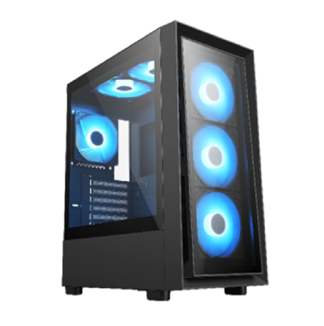 Mid-Tower ATX Gaming Case met gehard glas, 7 uitbreidingsslots, USB 3.0 + Type-C (optioneel) en ondersteuning voor voor-top-achterkoeling