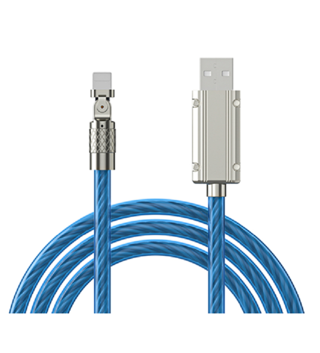 ETEK 1M Draaibare LED Lichtkabel, TPE, 4-aderig, Snel Opladen & Gegevens, Zinklegering, Wit/Blauw/Rood/Groen