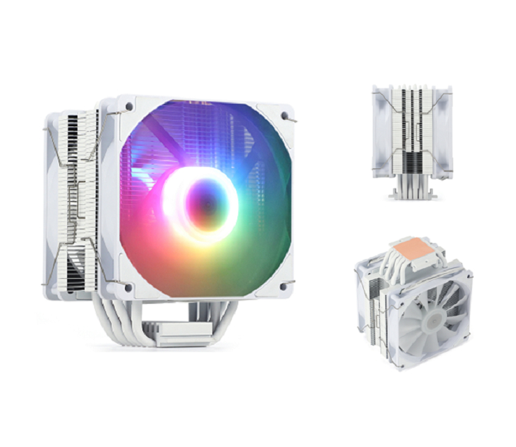 ETEK 6-Pipe RGB CPU Cooler, Dual 120mm PWM fans, Ondersteunt AMD, 153*100*122mm, ideaal voor gaming en high performance desktops