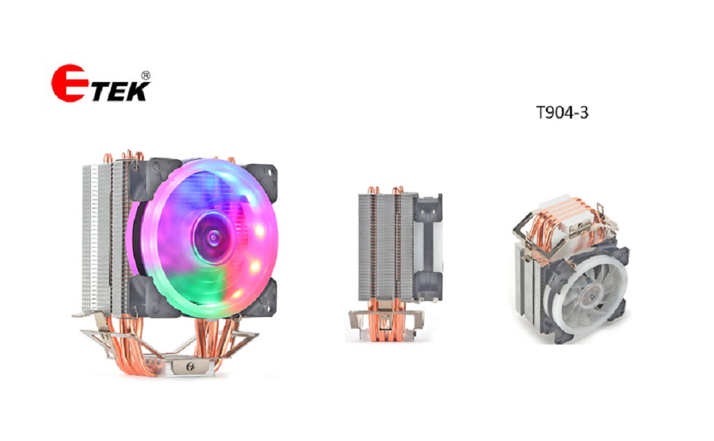 ETEK 4-Heatpipe CPU Cooler, 92mm Fan, Vaste RGB, Hydraulisch Lager, ideaal voor budget builds en kleine form-factor PC's