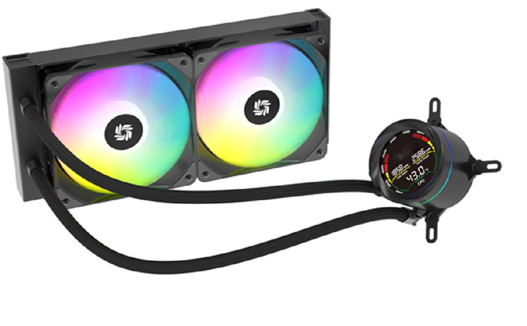 ETEK 240mm ARGB AIO Liquid CPU Cooler,270W TDP, Digital Segment Display + ARGB Water Block, PWM-ventilatoren,voor gaming-PC-merken