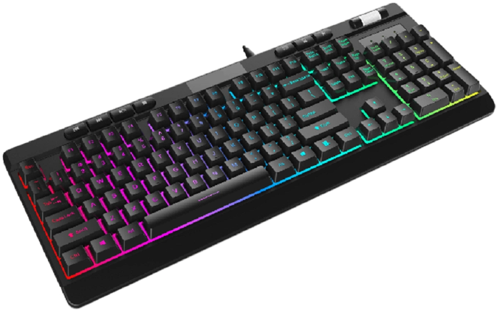 ETEK RGB Gaming Toetsenbord, 104 Toetsen, Multimedia, Verstelbare Achtergrondverlichting, 1,5M Lederen Draad, Zwart, 660g