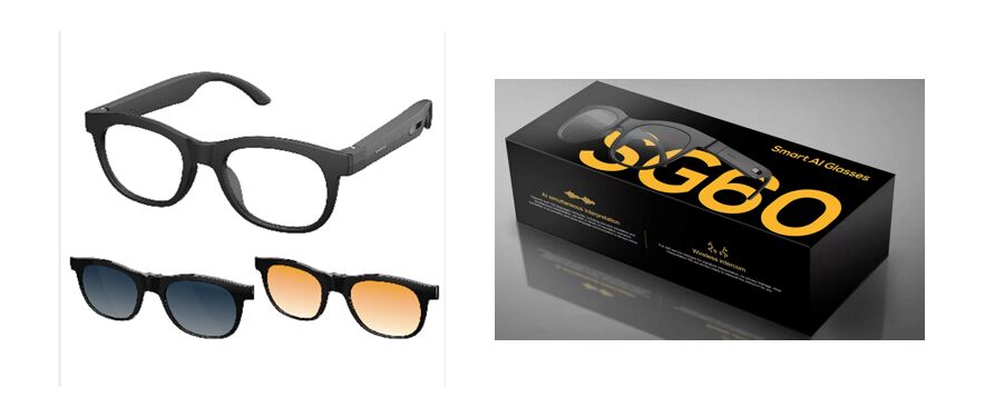 AI Smart Audio Glasses met real-time vertaling en intercom, Dual Silicon Mics, Magnetic Charging, 80mAh*2 batterij