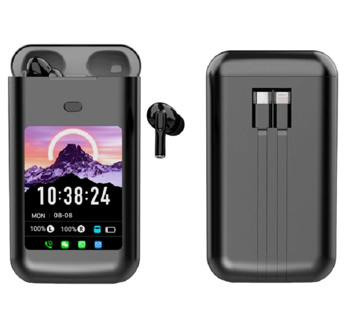 Slimme TWS-oorbellen met 5000mAh oplaadkas, Bluetooth 5.4,ENC Noise Cancellation, Multi-App berichtwaarschuwingen (WeChat/WhatsApp/FB)