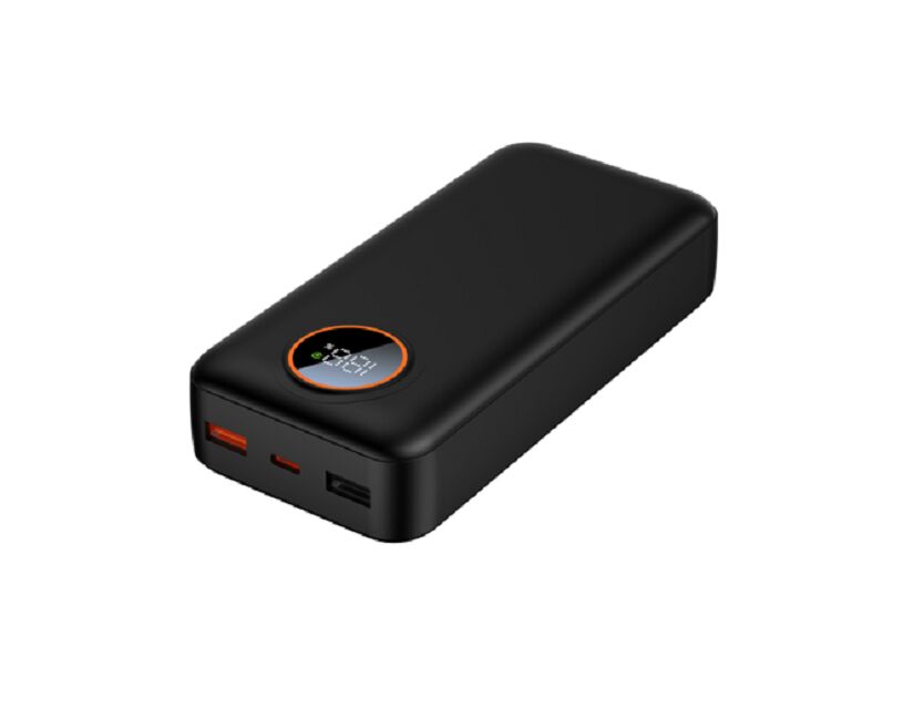 20000mAh PD 22.5W Power Bank, Dual Grade-A Polymer Cells, USB-C & USB-A-Uitgangen, LED-indicator, Zwart/Wit, 147*68*31mm
