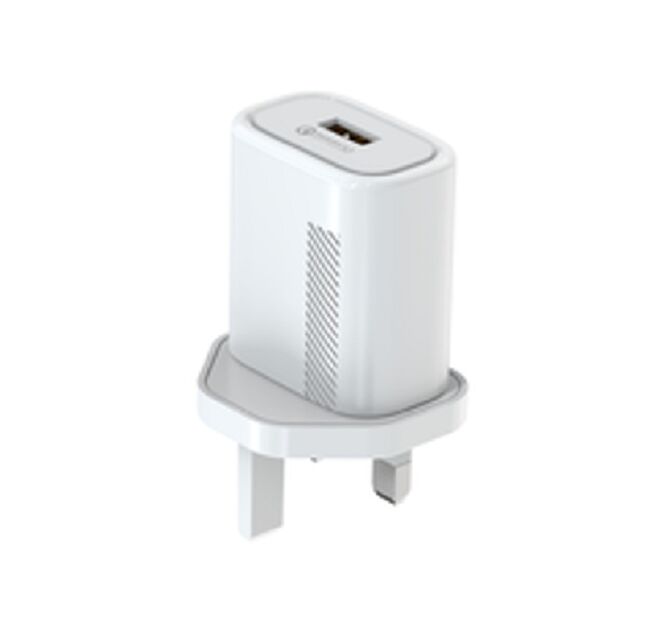 18W Quick Charge 3.0 Wall Charger, US Plug, Multi-Voltage Output (5V-12V), Compact 62.5*43*27mm, AC 100-240V Input