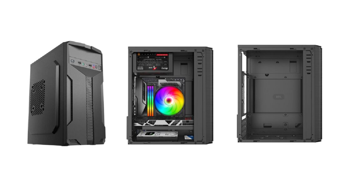 Micro-ATX PC Case, Dual USB 2.0, Ondersteunt 1 ODD + 1 HDD + 2 SSD, stalen chassis (0,33 mm SPCC), 12cm + 8cm Fan Support