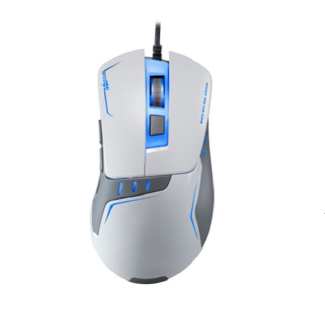 Witte RGB Gaming Muis, 2400 DPI, 4-Staps Verstelbaar, Graduele RGB (Rood/Blauw/Geel/Paars), IC611