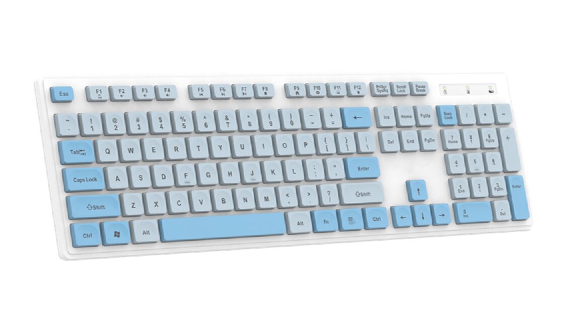Office Membrane Keyboard, HiTrend Chip, ABS 475, 2.4G, optionele 1.5M bedraad, zwart/blauw/roze