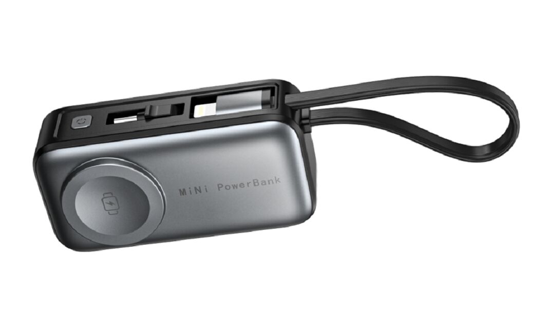 5000mAh Mini Draadloze Powerbank, 18W PD, Horloge 2.5W, Dubbele Ingang (USB-C+Lightning), Wit/Zilver & Zwart/Grijs