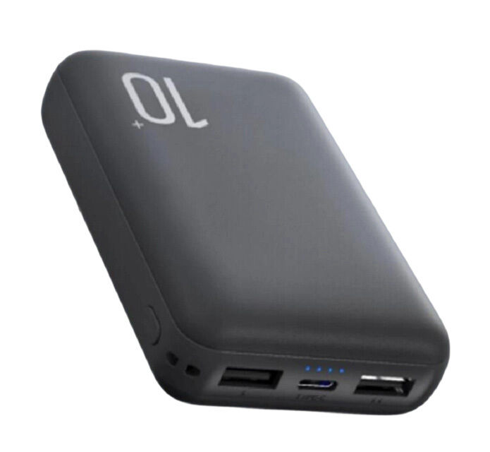 10000mAh Dual-Cell Power Bank, Li-Po van klasse A, 10W-uitgang, Type-C+Micro USB-invoer, Zwart/wit
