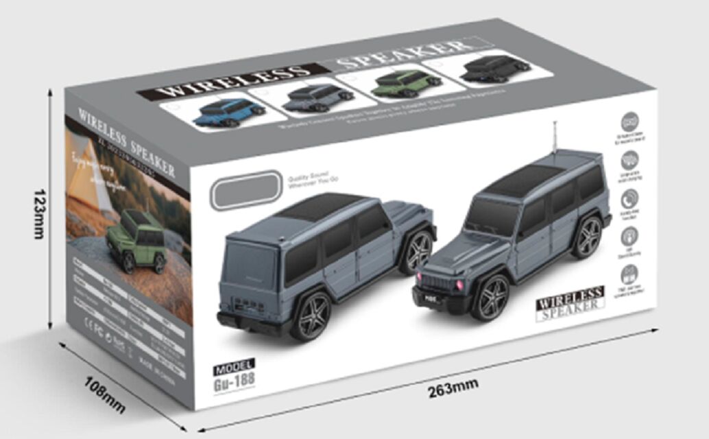 Auto-vormige Solar Bluetooth Speaker, JL 5.3, 10W, 1200mAh, ABS+IJzergaas, 4 Kleuren