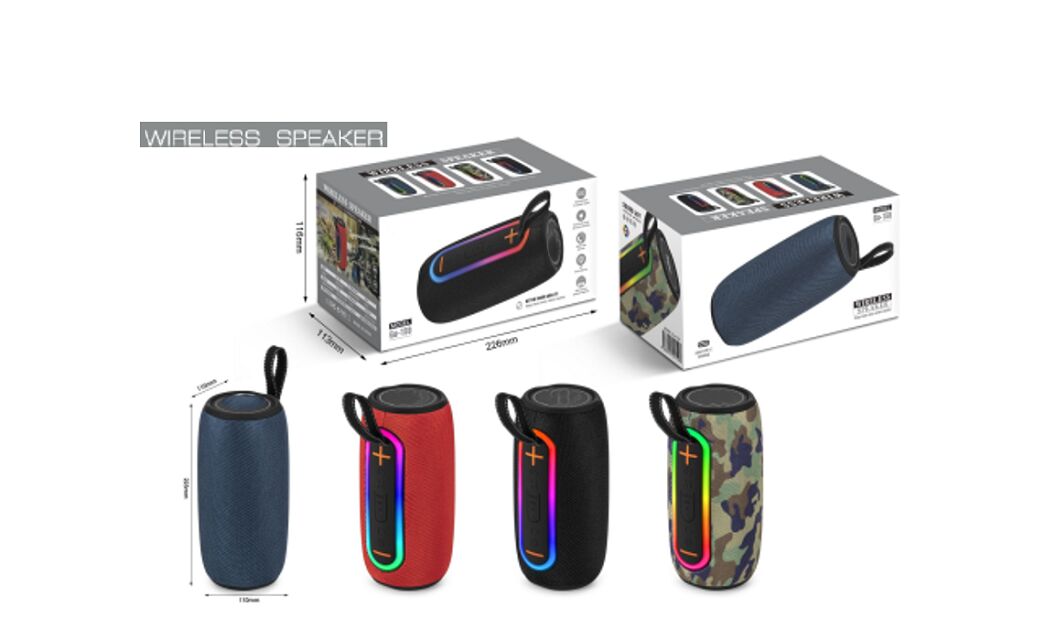 Draagbare Bluetooth-luidspreker, JieLi 5.3, 10W, LED-lichtbak, TWS, FM/USB/TF, 1200mAh, ABS+Stof