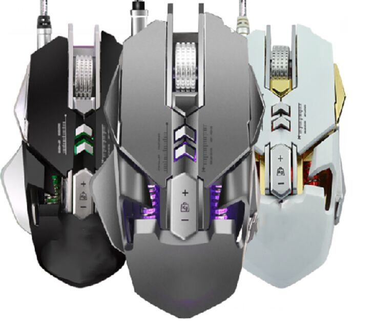 3200 DPI ergonomische gaming muis met Turbo koeling ventilator, aanpasbaar RGB, 7 programmeerbare knoppen, 1,5m gevlochten USB, zwart,wit, pistool