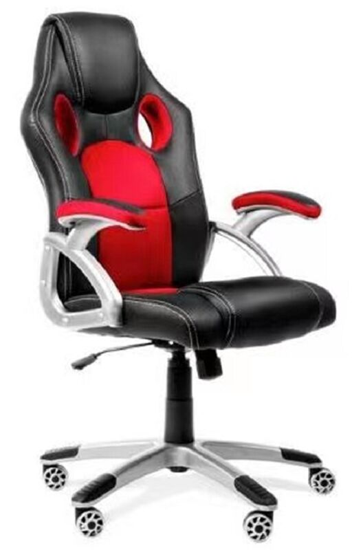 Ergonomische gaming stoel, Zwarte PU/Rode Mesh, 320mm basis, 200 lbs, kant & hoogte verstelbaar