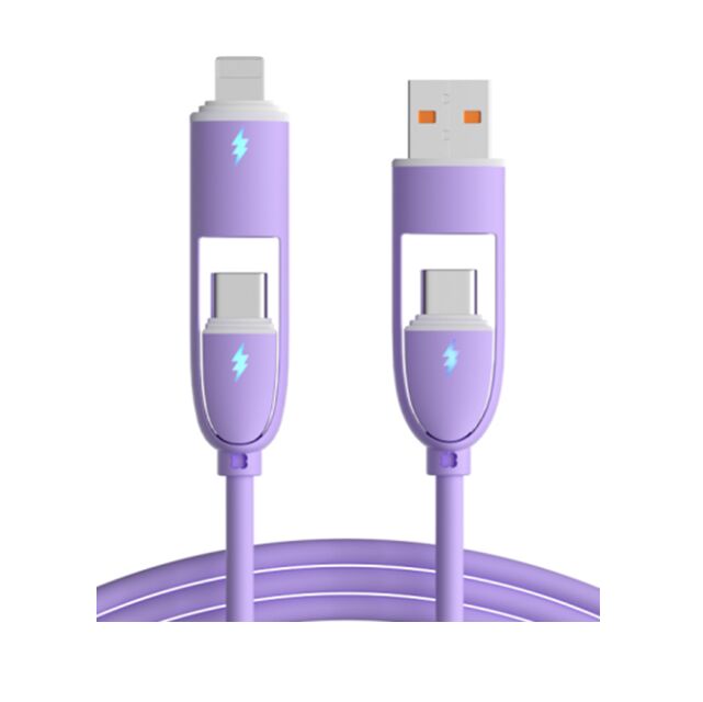 5-in-1 siliconen datakabel, 60W C-C, 4 kleuren, originele 5-aderige, 1.0M