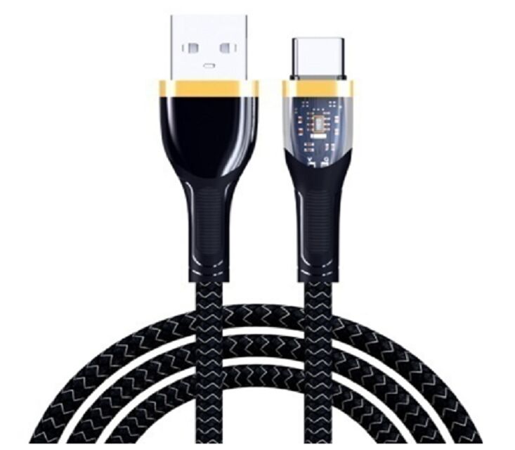 4-kern gevlochten snellaadkabel, USB-A tot Type-C, 24-streng Nylon, Aluminium schelp