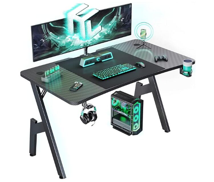 Gaming bureau, Stalen frame, RGB-verlichting optioneel, Bekerhouder, 1.2/1.4/1.6M