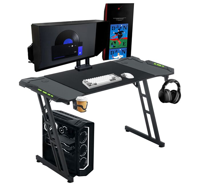 Gaming bureau, Stalen frame, RGB-verlichting optioneel, Bekerhouder, 1.2/1.4/1.6M