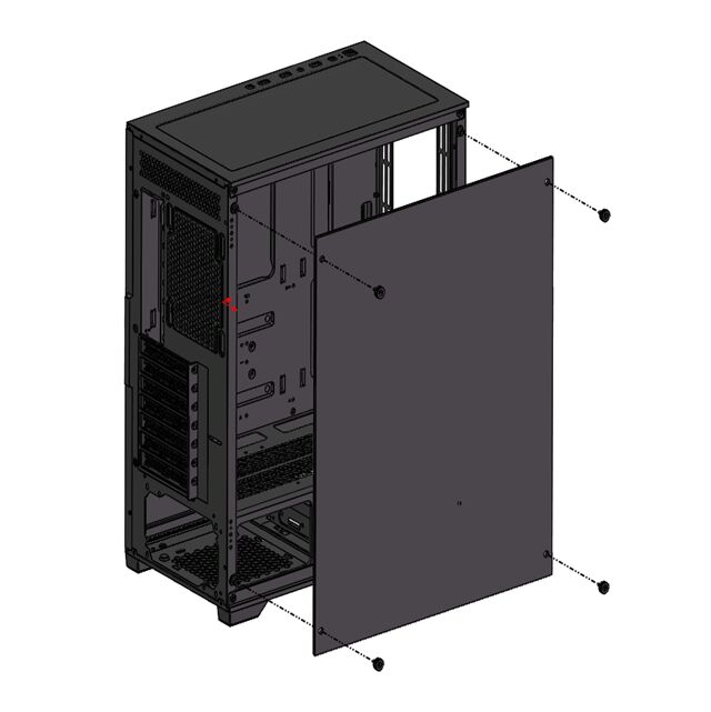 ATX Gaming PC-behuizing, gehard glazen zijkant, dubbele HDD/SSD, ondersteuning voor meerdere ventilatoren