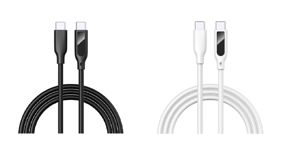 Digitale Display USB-C Kabel, 5A Snelladen, Siliconen, 1m, Real-time Voltage/Stroom