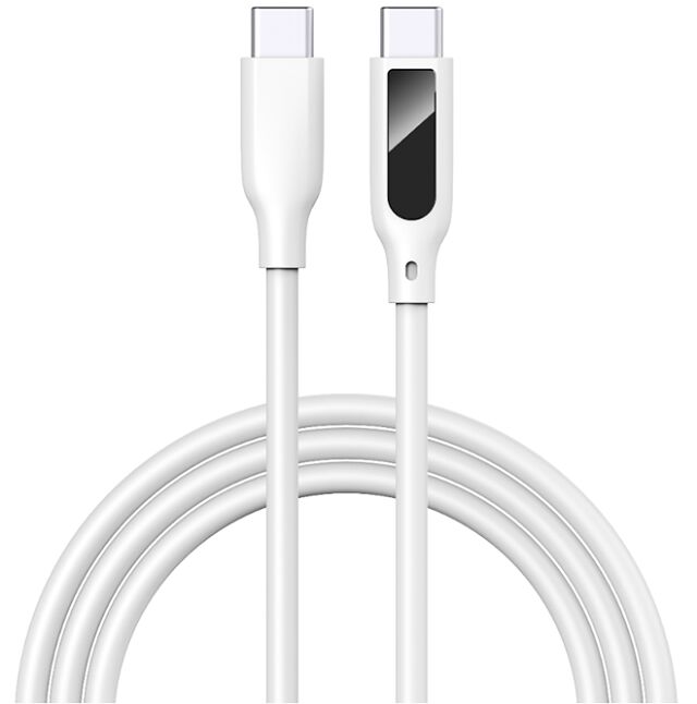 Digitale Display USB-C Kabel, 5A Snelladen, Siliconen, 1m, Real-time Voltage/Stroom