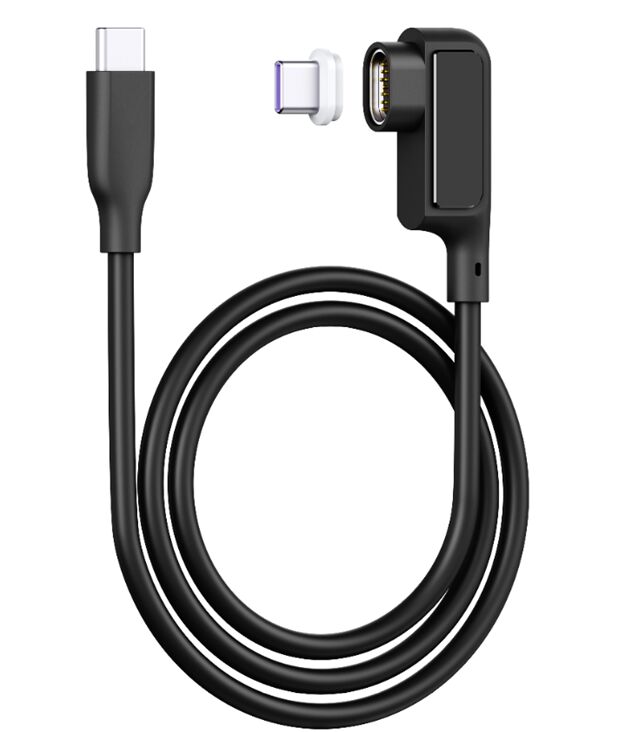 5A Magnetische USB-C Kabel met Digitale Display, 0.5M, Siliconen, Elleboog, 480Mbps, Zwart/Wit