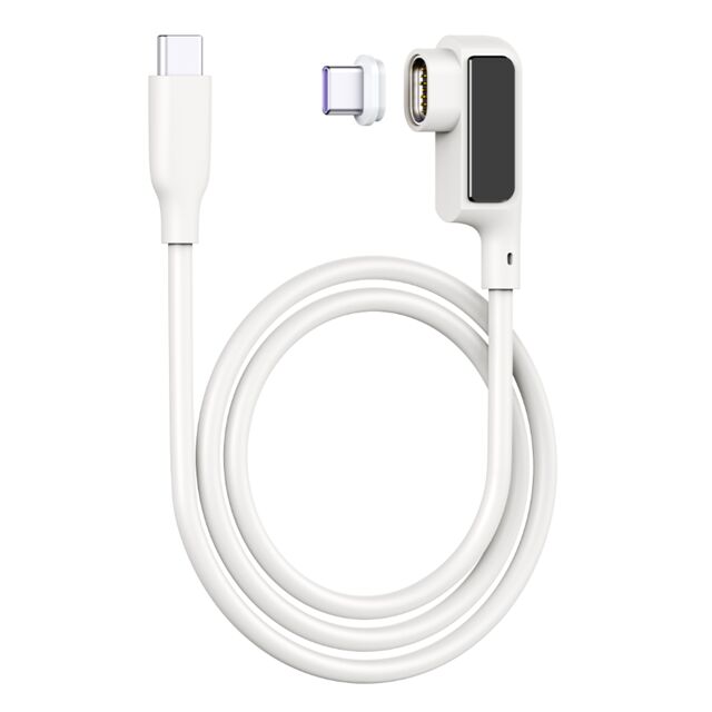 5A Magnetische USB-C Kabel met Digitale Display, 0.5M, Siliconen, Elleboog, 480Mbps, Zwart/Wit