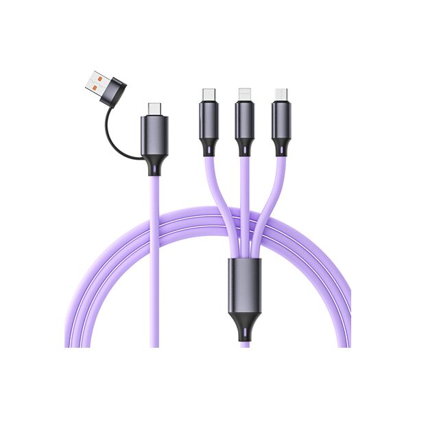 1,2m Echte Siliconen Snellader Kabel, 4-Kern Puur Koper, Aluminium Legering Stekker, Meerdere Kleuren