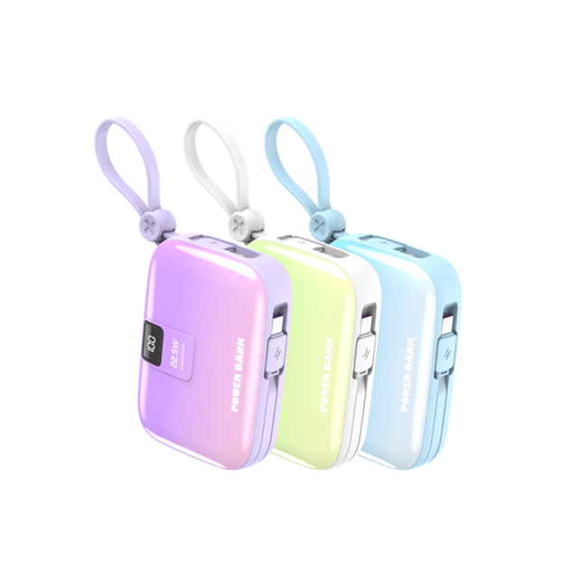 10,000mAh Gradient Power Bank-22.5W Fast Charge, Dual USB-C & Lightning, 3 kleuren