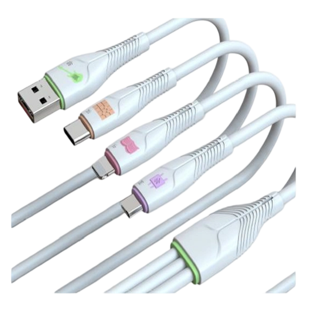 Witte 3-in-1-oplaadkabel (USB naar Lightning/Micro/Type-C), 1,5 m