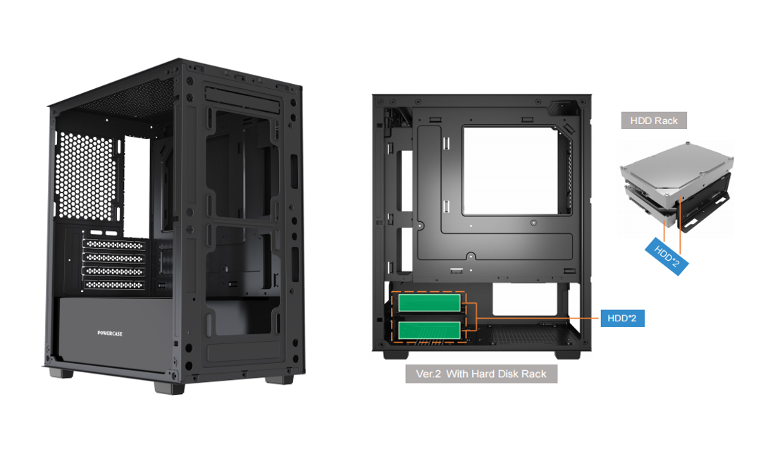MATX Mid Tower Case, getemperd glas zijpaneel, 240 mm AIO & 300 mm GPU ondersteuning