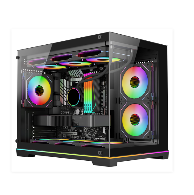 Full Tower ATX Case met gehard glas, 360 mm radiator en 5-slot VGA-ondersteuning