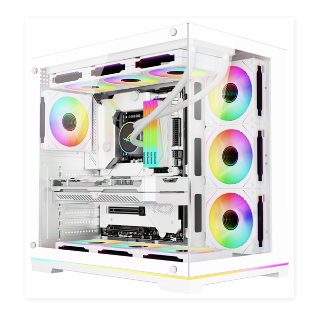 Full-Tower ATX pc-behuizing met gehard glas, 360 mm waterkoeling en 380 mm VGA-ondersteuning