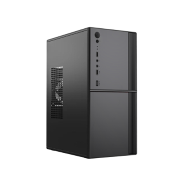 Compacte ATX-behuizing 0,33 mm SPCC, ventilator van 12 cm aan de voorkant, dubbele USB + audio, M-ATX-ondersteuning, 260 * 160 * 350 mm
