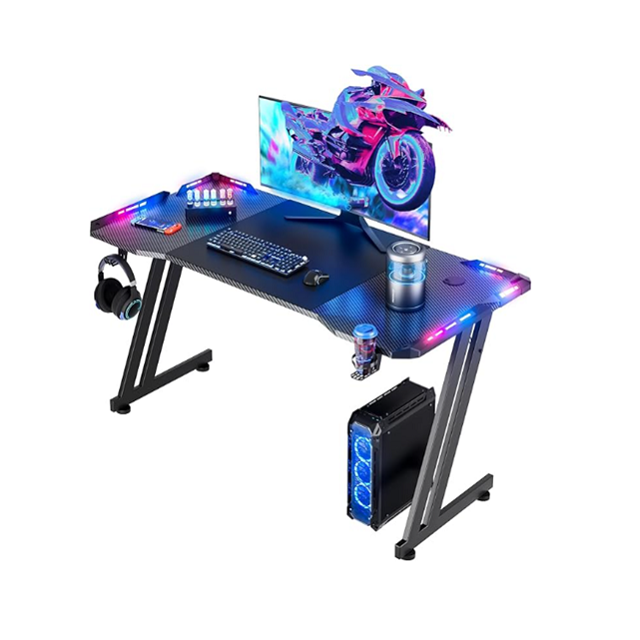 Game Desk 1.2/1.4/1.6m Staal Frame Particle Board met / zonder RGB Lighting