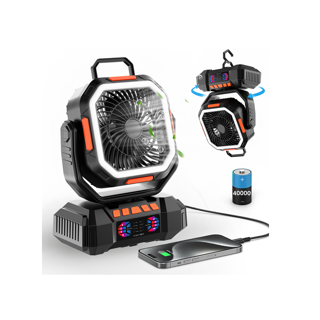 40000mAh campingventilator met 720 graden oscillatie, 4-snelheid luchtstroom & 5-niveau nachtlicht, 22,5W snelladen, timer en afstandsbediening