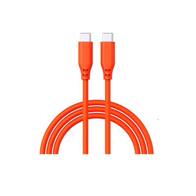 100W Siliconen USB-C naar C Snellader Kabel, 5A/20V PD3.0 + 480Mbps Data Sync, 1m Soft-Touch Snoer (Wit/Grijs/Oranje)