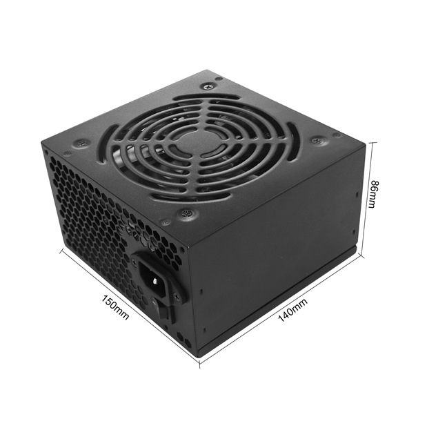 400W ATX Desktop PC stroomvoorziening, 100-240V breed bereik, 12cm stille ventilator, zwarte platte kabels, bulk pack
