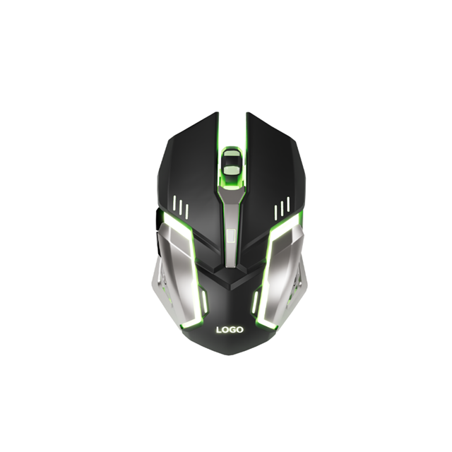 6D Game Mouse, 3600 DPI verstelbaar + metalen basis, mat zwart ABS met zilveren trim & logo LED, USB Plug-and-Play