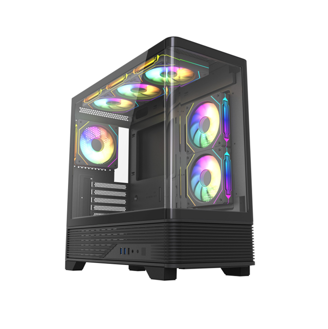 Gekrompen glazen voorkant ATX Case Full Metal Top Magnetisch stoffilter