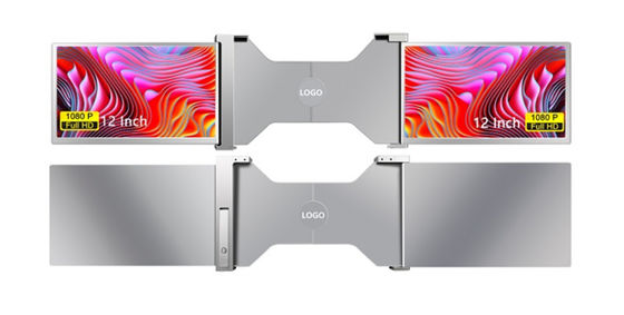 2 X 12 inch FHD IPS-schermen 1920 X 1080 16 / 9 Ultra-licht ontwerp 1,1 kg per scherm 25,3 mm dik HDR ondersteuning 12 OSD-talen